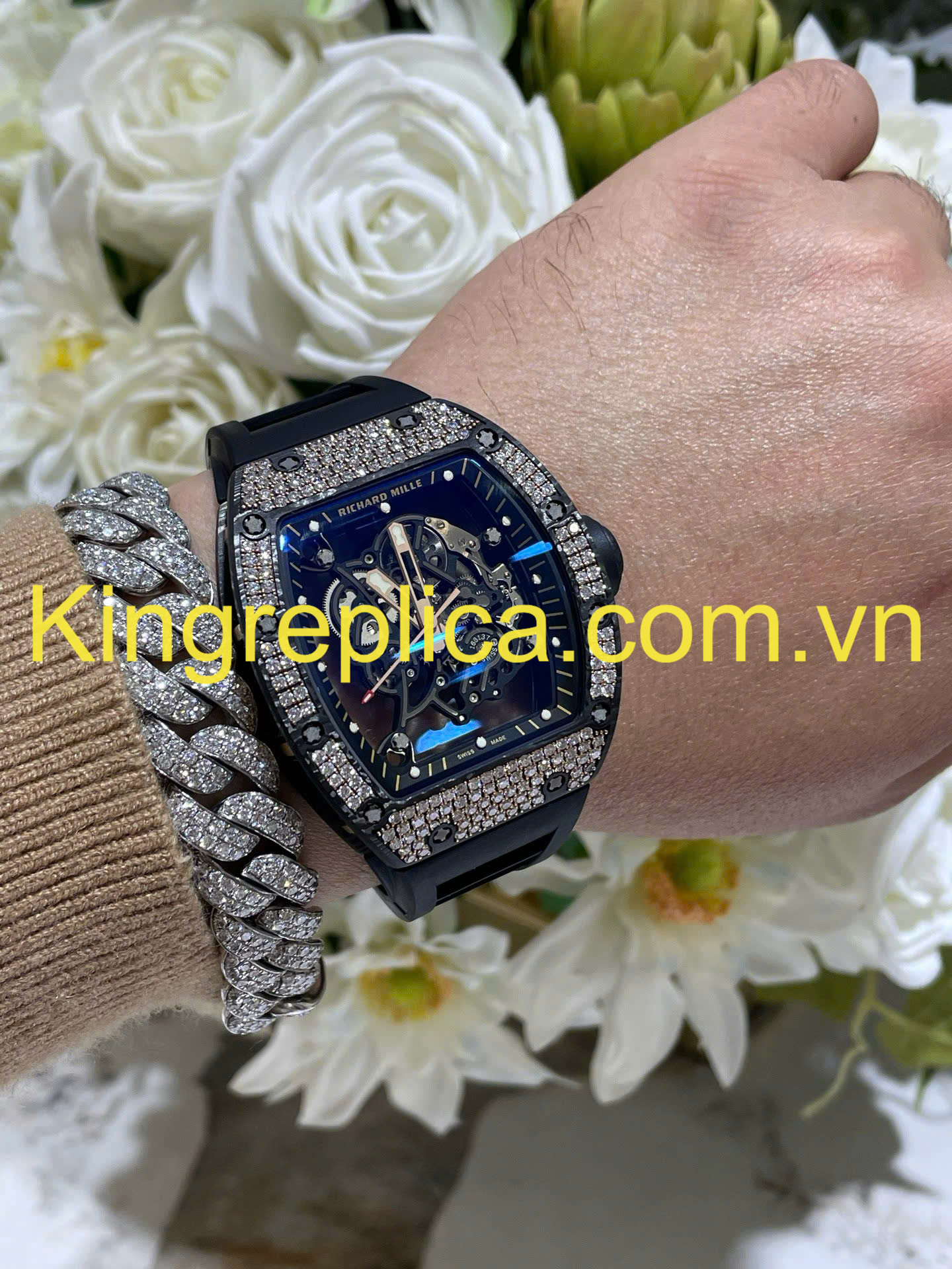 Đồng Hồ Richard Mille RM055 Carbon NTPT & Kim Cương CVD Bubba Watson Tuỳ Chỉnh Độc Quyền (7)