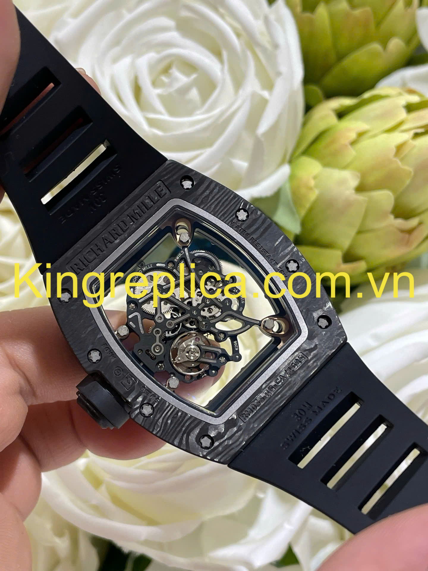 Đồng Hồ Richard Mille RM055 Carbon NTPT & Kim Cương CVD Bubba Watson Tuỳ Chỉnh Độc Quyền (8)