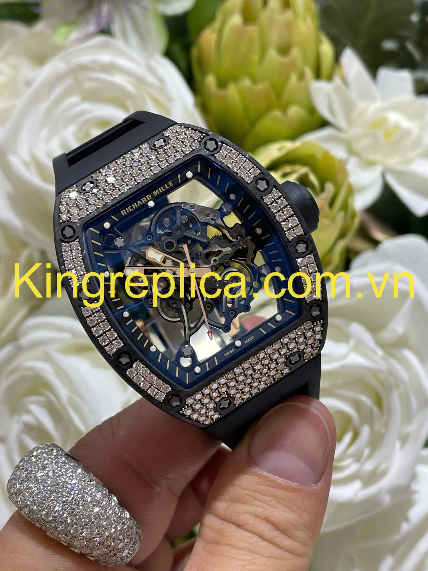Đồng Hồ Richard Mille RM055 Carbon NTPT & Kim Cương CVD Bubba Watson Tuỳ Chỉnh Độc Quyền (9)