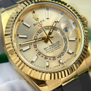 Đồng Hồ Rolex Chế Tác Sky-Dweller Mặt Vàng Champagne Nặng 192 Grams Xưởng ZF 42mm (2)