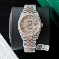 Đồng Hồ Rolex DateJust Chế Tác Bọc Vàng Đính Kim Cương Moissanite Hong Kong 36mm (2)