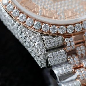 Đồng Hồ Rolex DateJust Chế Tác Bọc Vàng Đính Kim Cương Moissanite Hong Kong 36mm (2)