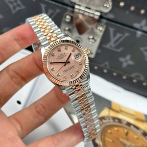 Đồng Hồ Rolex DateJust Chế Tác Nữ Mặt Hồng Cọc Số Đính Đá Nhà Máy THB 31mm (2)