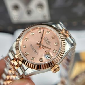 Đồng Hồ Rolex DateJust Chế Tác Nữ Mặt Hồng Cọc Số Đính Đá Nhà Máy THB 31mm (2)
