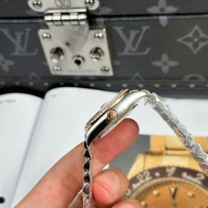 Đồng Hồ Rolex DateJust Mặt MOP Rep 11 Mạ Vàng Hồng Viền Đính Đá Xưởng THB 31mm (2)