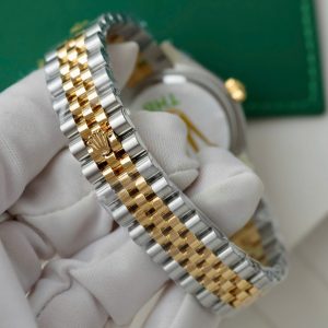 Đồng Hồ Rolex DateJust Mặt Xanh Lá Cây Replica 11 Mạ Vàng Hồng Viền Đính Đá THB 31mm (2)