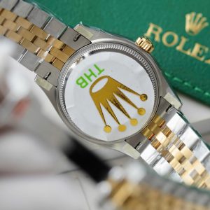 Đồng Hồ Rolex DateJust Mặt Xanh Lá Cây Replica 11 Mạ Vàng Hồng Viền Đính Đá THB 31mm (2)
