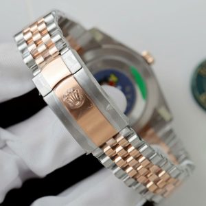 Đồng Hồ Rolex DateJust Nam Mặt Chocolate Replica 11 Viền Đính Kim Cương Moissanite Xưởng Clean 41mm (2)