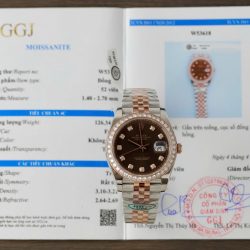 Đồng Hồ Rolex DateJust Nam Mặt Chocolate Replica 11 Viền Đính Kim Cương Moissanite Xưởng Clean 41mm (2)