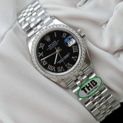 Đồng Hồ Rolex DateJust Nữ Chế Tác Mặt Đen Cọc Số La Mã Xưởng THB 31mm (2)