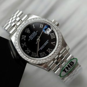 Đồng Hồ Rolex DateJust Nữ Chế Tác Mặt Đen Cọc Số La Mã Xưởng THB 31mm (2)