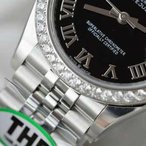 Đồng Hồ Rolex DateJust Nữ Chế Tác Mặt Đen Cọc Số La Mã Xưởng THB 31mm (2)
