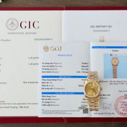 Đồng Hồ Rolex DateJust Nữ Mặt Vàng Chế Tác Bọc Vàng Đính Moissanite Xưởng GM 31mm (2)