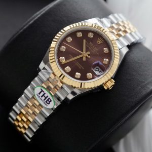 Đồng Hồ Rolex DateJust Nữ Mặt Vàng Nho Replica 11 Mạ Vàng Xưởng THB 31mm (1)