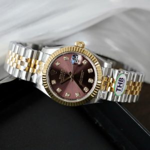 Đồng Hồ Rolex DateJust Nữ Mặt Vàng Nho Replica 11 Mạ Vàng Xưởng THB 31mm (1)