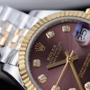 Đồng Hồ Rolex DateJust Nữ Mặt Vàng Nho Replica 11 Mạ Vàng Xưởng THB 31mm (1)
