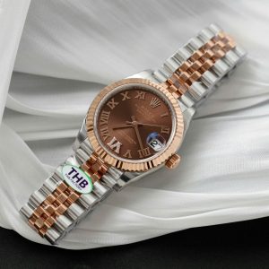 Đồng Hồ Rolex DateJust Nữ Replica 11 Demi Vàng Hồng Mặt Chocolate THB 31mm (2)