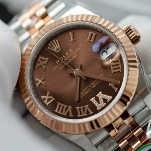 Đồng Hồ Rolex DateJust Nữ Replica 11 Demi Vàng Hồng Mặt Chocolate THB 31mm (2)