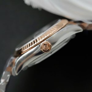 Đồng Hồ Rolex DateJust Nữ Replica 11 Demi Vàng Hồng Mặt Chocolate THB 31mm (2)