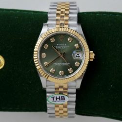 Đồng Hồ Rolex DateJust Rep 11 Mặt Xanh Lá Cây Cọc Số Đính Đá Xưởng THB 31mm (3)