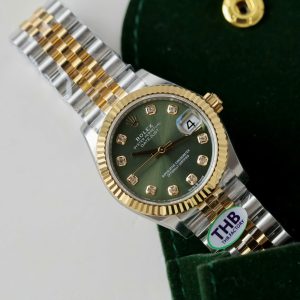 Đồng Hồ Rolex DateJust Rep 11 Mặt Xanh Lá Cây Cọc Số Đính Đá Xưởng THB 31mm (3)