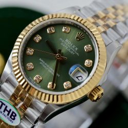 Đồng Hồ Rolex DateJust Rep 11 Mặt Xanh Lá Cây Cọc Số Đính Đá Xưởng THB 31mm (3)