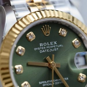 Đồng Hồ Rolex DateJust Rep 11 Mặt Xanh Lá Cây Cọc Số Đính Đá Xưởng THB 31mm (3)