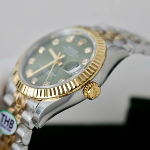 Đồng Hồ Rolex DateJust Rep 11 Mặt Xanh Lá Cây Cọc Số Đính Đá Xưởng THB 31mm (3)