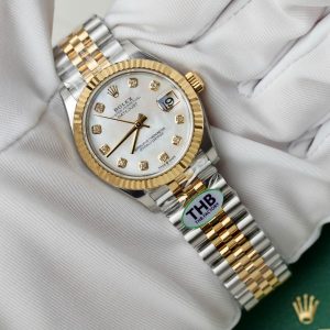 Đồng Hồ Rolex DateJust Rep Cao Cấp Nữ Mặt Khảm Xà Cừ Mạ Vàng Nhà Máy THB 31mm (1)