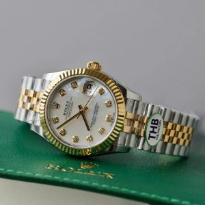 Đồng Hồ Rolex DateJust Rep Cao Cấp Nữ Mặt Khảm Xà Cừ Mạ Vàng Nhà Máy THB 31mm (1)