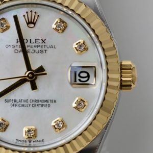 Đồng Hồ Rolex DateJust Rep Cao Cấp Nữ Mặt Khảm Xà Cừ Mạ Vàng Nhà Máy THB 31mm (1)