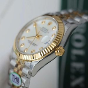 Đồng Hồ Rolex DateJust Rep Cao Cấp Nữ Mặt Khảm Xà Cừ Mạ Vàng Nhà Máy THB 31mm (1)