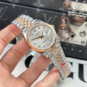 Đồng Hồ Rolex DateJust Replica 11 Mặt Lá Cây Nhiệt Đới Cọc Số Đính Đá VSF 36mm (2)