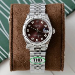 Đồng Hồ Rolex DateJust Replica 11 Mặt Vang Nho Dây Jubilee Xưởng THB 31mm (2)