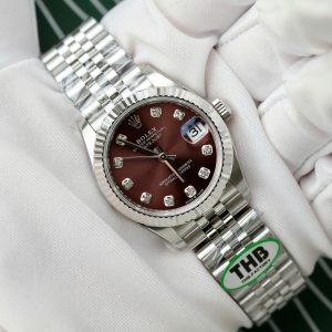 Đồng Hồ Rolex DateJust Replica 11 Mặt Vang Nho Dây Jubilee Xưởng THB 31mm (2)