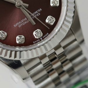 Đồng Hồ Rolex DateJust Replica 11 Mặt Vang Nho Dây Jubilee Xưởng THB 31mm (2)