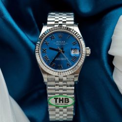 Đồng Hồ Rolex DateJust Replica 11 Mặt Xanh Blue Cọc Số La Mã Xưởng THB 31mm (2)