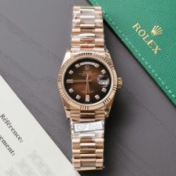 Đồng Hồ Rolex Day-Date Mặt Chocolate Replica 11 Mạ Vàng Hồng Trọng Lượng 159 Gram Xưởng QF 36mm (2)
