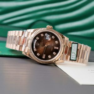 Đồng Hồ Rolex Day-Date Mặt Chocolate Replica 11 Mạ Vàng Hồng Trọng Lượng 159 Gram Xưởng QF 36mm (2)