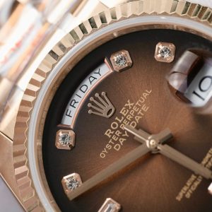 Đồng Hồ Rolex Day-Date Mặt Chocolate Replica 11 Mạ Vàng Hồng Trọng Lượng 159 Gram Xưởng QF 36mm (2)