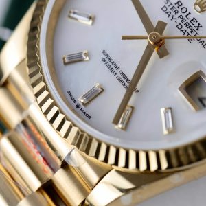 Đồng Hồ Rolex Day-Date Mặt MOP Replica 11 Mạ Vàng Trọng Lượng 159 Gram Xưởng QF 36mm (2)