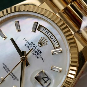 Đồng Hồ Rolex Day-Date Mặt MOP Replica 11 Mạ Vàng Trọng Lượng 159 Gram Xưởng QF 36mm (2)