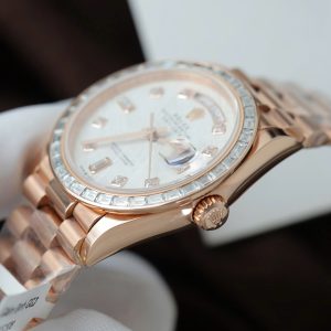Đồng Hồ Rolex Day-Date Mặt Thiên Thạch Tuỳ Chỉnh Bọc Vàng Thật + Cọc Số Kim Cương Moissanite Baguette 36mm (9)