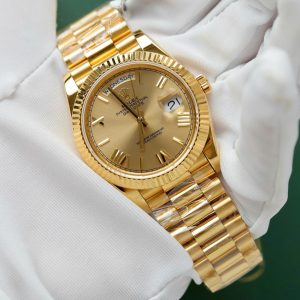 Đồng Hồ Rolex Day-Date Mặt Vàng Champagne Chế Tác Bọc Vàng Thật Nặng 176 Grams Xưởng GM 40mm (2)