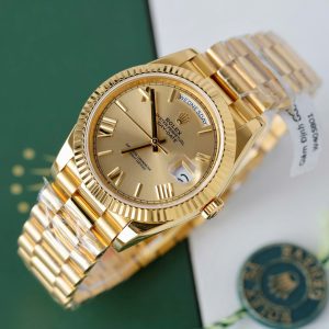 Đồng Hồ Rolex Day-Date Mặt Vàng Champagne Chế Tác Bọc Vàng Thật Nặng 176 Grams Xưởng GM 40mm (2)