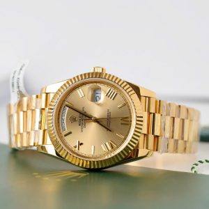 Đồng Hồ Rolex Day-Date Mặt Vàng Champagne Chế Tác Bọc Vàng Thật Nặng 176 Grams Xưởng GM 40mm (2)