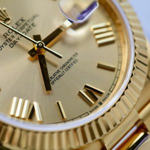 Đồng Hồ Rolex Day-Date Mặt Vàng Champagne Chế Tác Bọc Vàng Thật Nặng 176 Grams Xưởng GM 40mm (2)