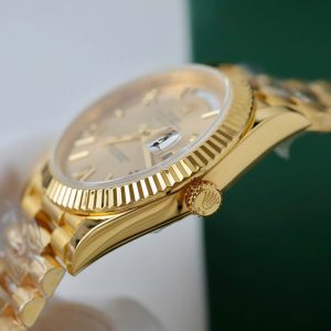 Đồng Hồ Rolex Day-Date Mặt Vàng Champagne Chế Tác Bọc Vàng Thật Nặng 176 Grams Xưởng GM 40mm (2)