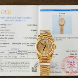 Đồng Hồ Rolex Day-Date Mặt Vàng Champagne Chế Tác Bọc Vàng Thật Nhà Máy QF 36mm (2)