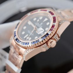 Đồng Hồ Rolex GMT-Master II 126755 SARU Rep 11 Bọc Vàng Độ Moissanite Sapphire 41mm (2)